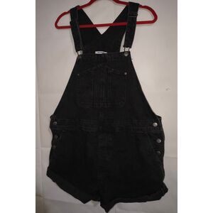 Old Navy Womens Shortall Overalls XL Black Slouchy Washed Coal Denim Country Far